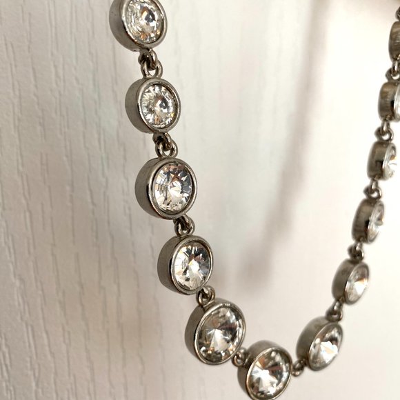 Vintage Silver Rhinestone Necklace - Picture 4 of 10